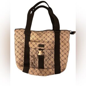 Ralph Lauren Signature Monogram Nylon‎ Hand Bag Purse Tote Travel Buckle Y2K VTG